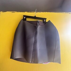 Black Neoprene Zipper Mini Skirt